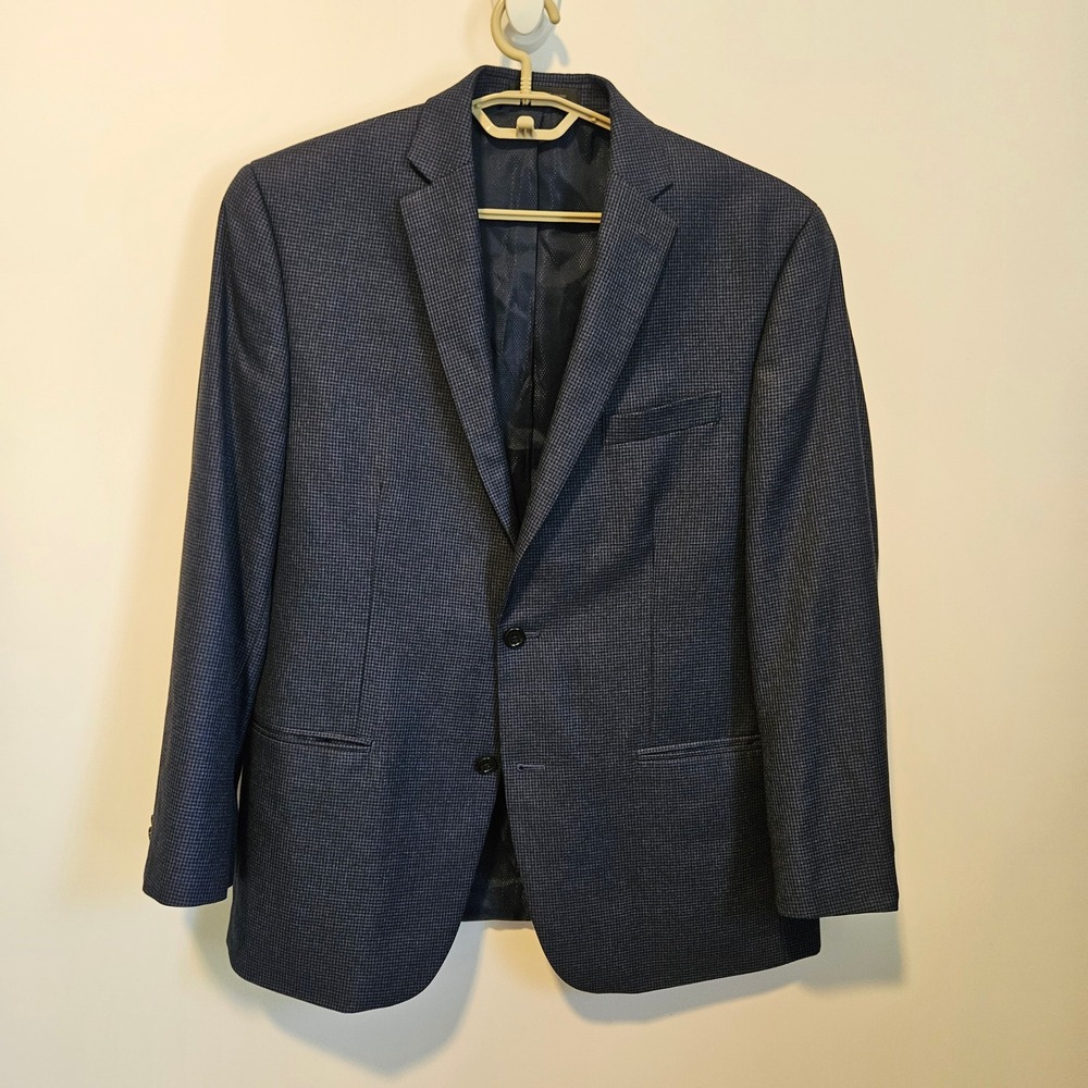 Michael Kors Blazer Sports Coat Mens 42R Navy Blue Houndstooth Mesh Jacket